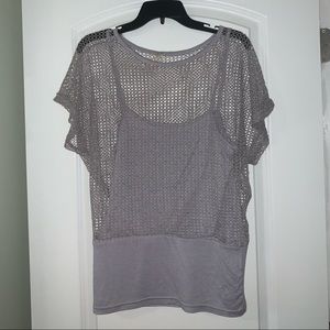Womens L fishnet lace tank blouse